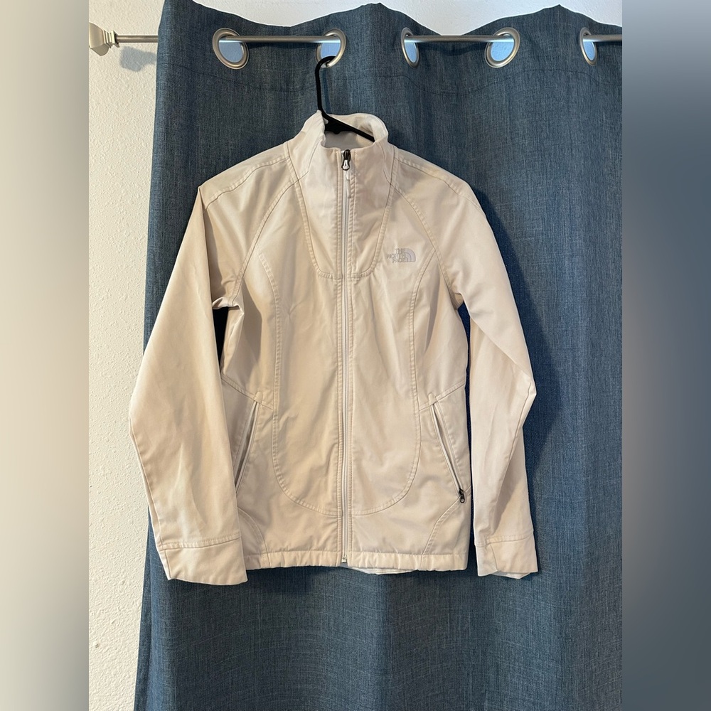 The North Face Women's Size S Windbreaker Windwall Jacket White Ivory Nylon Zip